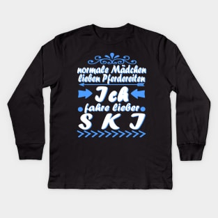 Ski Apres Skifahren Mädchen Berge Schnee Kids Long Sleeve T-Shirt